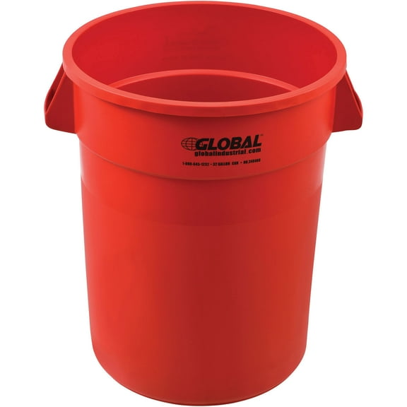 Global Industrial Plastic Trash Can - 32 Gallon Red