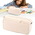 thumbnail image 2 of Pencil Case Small, Tyeign Large Capacity Pencil Case Pen Organizer Canvas Pencil Bag with Handle office for Teen teens Pencil Case Organizer Pencil Case Box Pencil Case for Binder Pencil Case Beige, 2 of 4