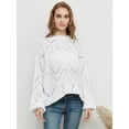 thumbnail image 4 of Women's Long Sleeve Casual Loose Knitted Pullover Sweater, White, Medium, 4 of 5