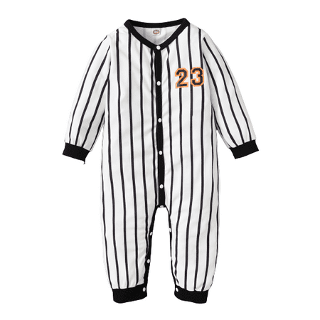 

Kucnuzki Baby Boy Winter Clothes 12 Months Baby Boys Casual Bodysuits 18 Months Long Sleeve 23 Number Stripe Prints Causal Cozy Sweatshirt Button Bodysuits Black