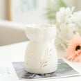 thumbnail image 7 of FENGGHAO White Ceramic Wax Melt Holder Oil Burner with Candle Spoon Aroma Diffuser Tealight Holder Wickless Flameless Design Home Spa Gift 9x7cm, 7 of 7