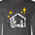 thumbnail image 3 of Inktastic Oh Holy Night Christmas Nativity with Yellow Stars Long Sleeve T-Shirt, 3 of 4