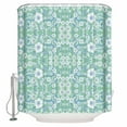 thumbnail image 2 of Light Green Blue Floral Waterproof Fabric Shower Curtain, Vintage Pastoral Botanical Shower Curtain for Bathroom Curtains Bathtubs Hotel Washable Shower Curtains with 12 Hooks Standard 66x72, 2 of 6
