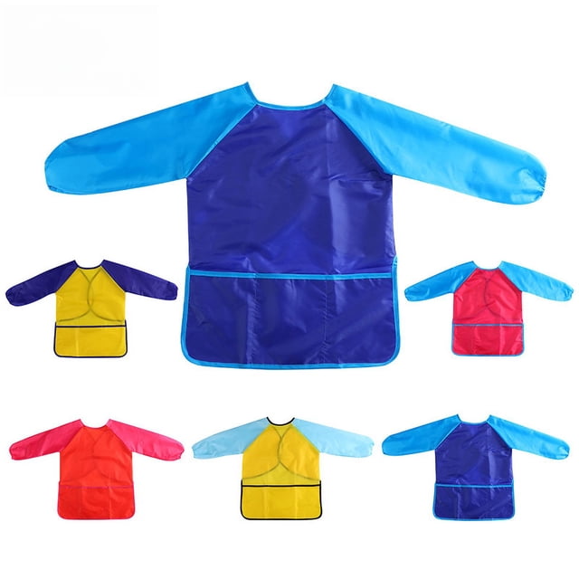 Ropa de pintura para niños, delantal de pintura para jardín de infantes, mono de comer de manga larga doble, babero