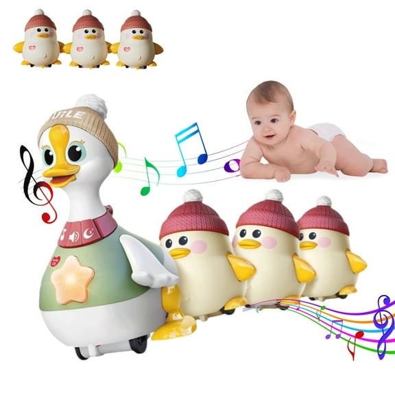 Tummy Time Duck Family Toy, 3 Pack Swinging Crawling Walking Duck with Baby Ducks, Baby Musical Duck Toy Dancing Walking Tummy Time Toys, Light Up Crawling Toys, Baby Toys 6-12 Months