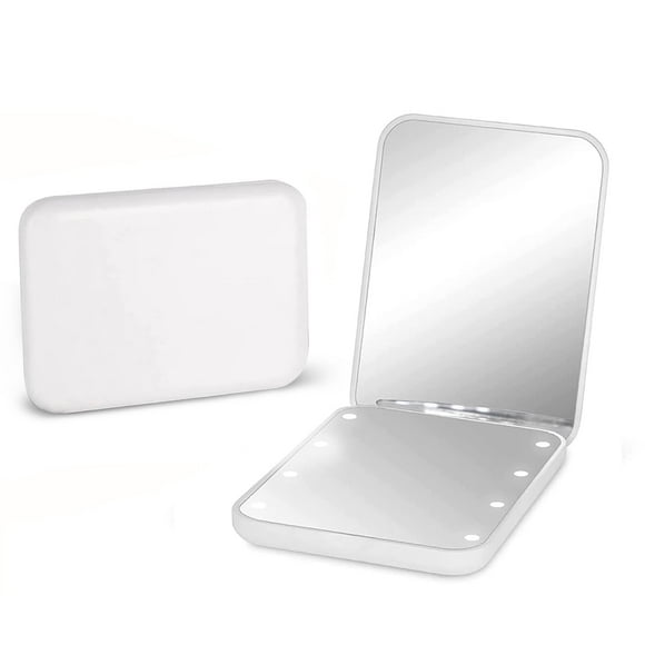 Espejo de bolsillo Kintion con aumento 1X/3X y luz LED, blanco