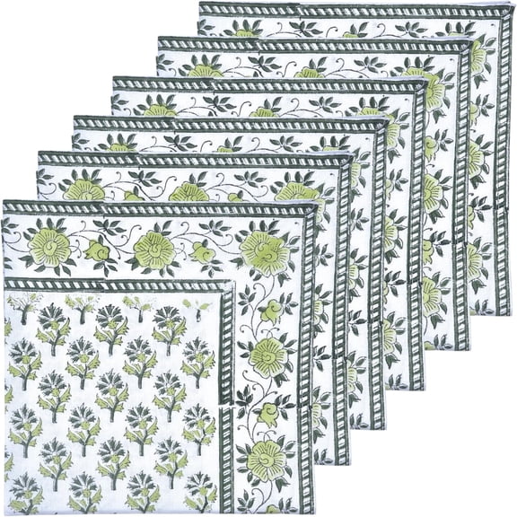 Vivanta Block Print Cloth Napkins 20x20 inch – Floral Fabric Dinner Napkins Set of 6, Reusable Table Linen for Parties, Outdoor Events & Everyday Use