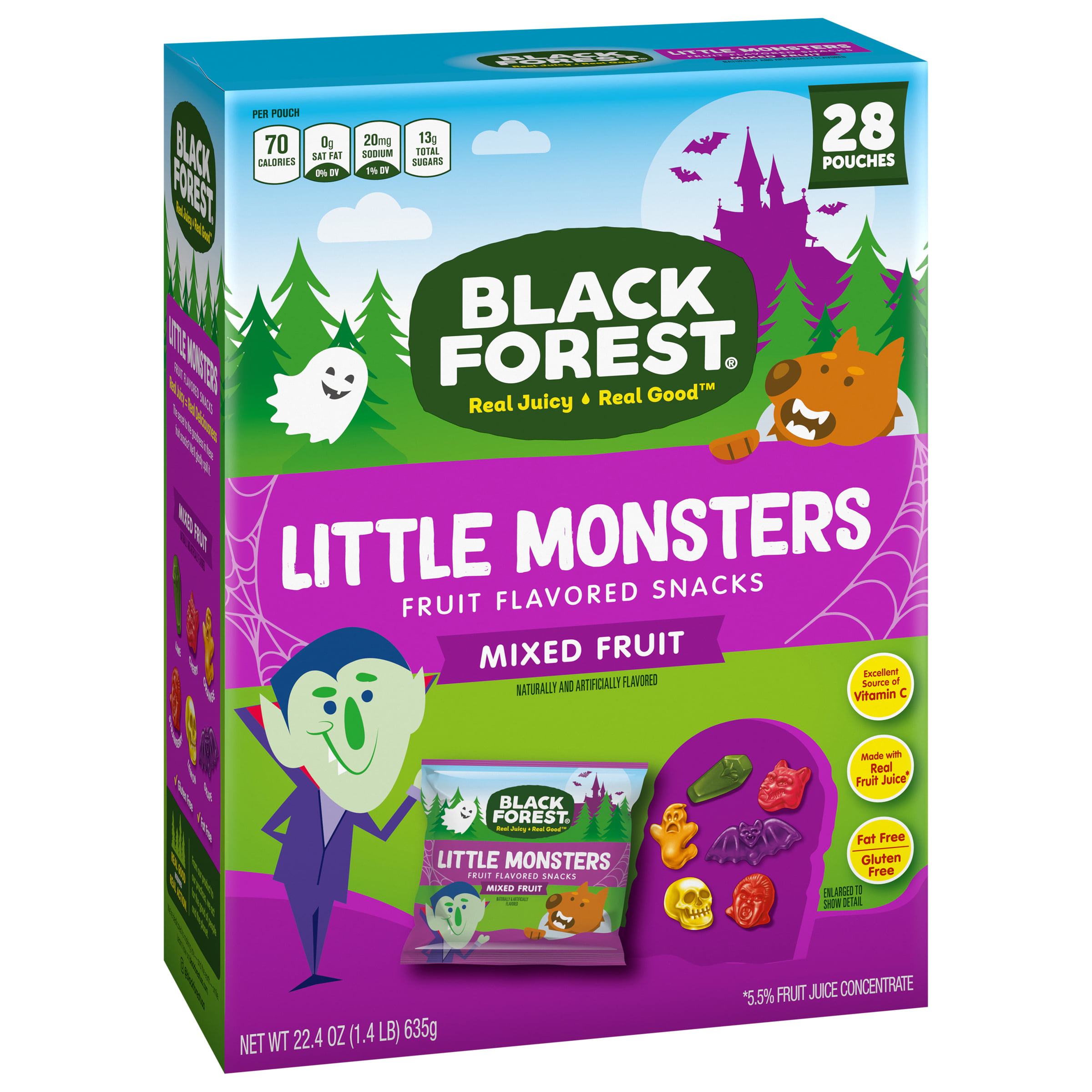 Black Forest Little Monsters Halloween Fruit Snacks, Assorted Fruit Flavors  22.4 Oz, 28 Count - Walmart.com