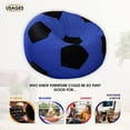 thumbnail image 4 of Ample Decor Soccer Leatherette Bean Bag Cover (Filler Not Included), Double Stitched, Ideal for Children and Teenagers - Blue & Black, 4 of 6