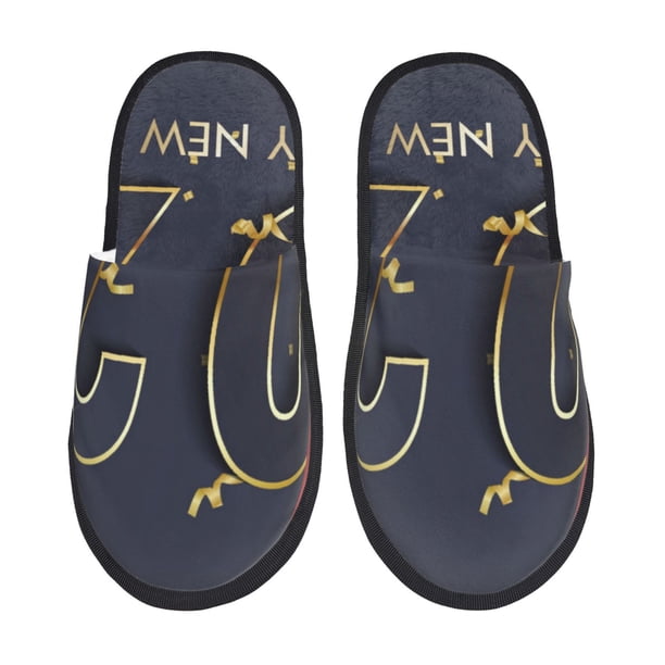 Fotbe 2025 New Year 2 Pantuflas Peludas para Mujer con Estampado, Zapatillas de Peluche, Zapatos de Invierno para Casa, Uso Interior y Exterior-Medium