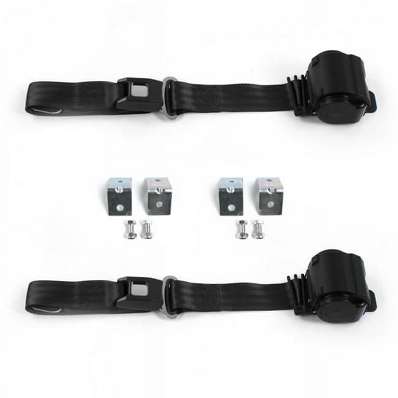 SafeTBoy  Standard 2 Point Black Retractable Bucket Seat Belt Kit with Bracketry for Jeep Cherokee 1984-2001 - 2 Belts