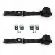 Standard 2 Point Black Retractable Bucket Seat Belt Kit with Bracketry for Jeep CJ & DJ 1953-1970 - 2 Belts