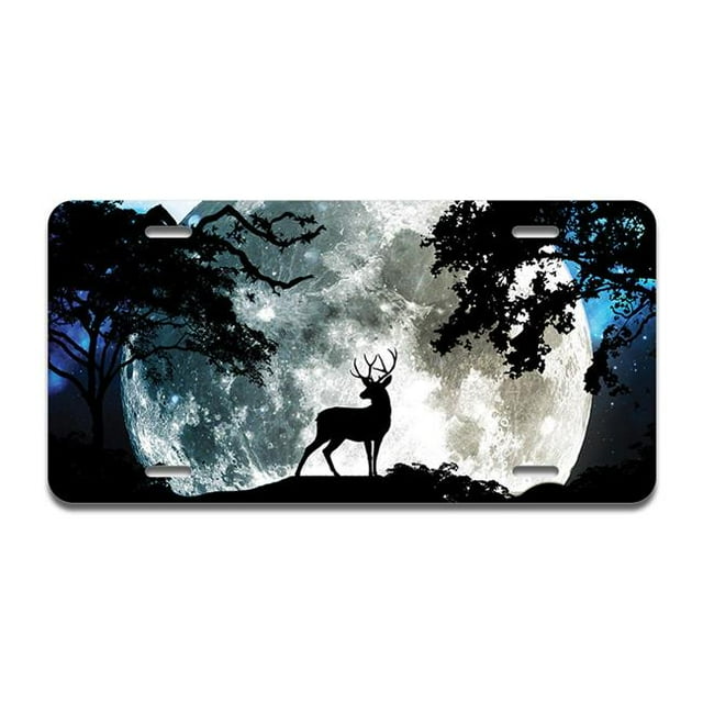 SignMission A-LP-03-382 Moonlight Deer Aluminum License Plate