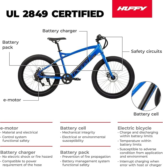 Huffy 24" Quantis 36V Electric Bike, Fits Riders 56" - 68", Cobalt, Teen/Adult, Unisex