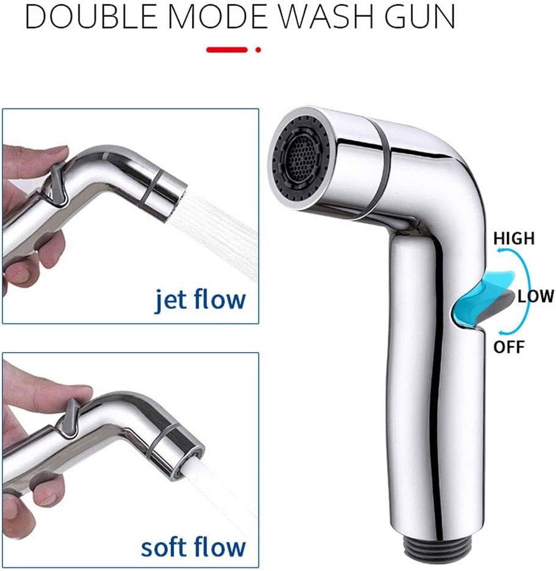 Bidet Sprayer for Toilet Chrome Dual Function Cloth Diaper Washer Set Wall Mounted Hand Held Bidet Spray Kit with Cold Water for Personal Hygiene,Without Holder