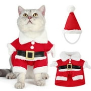 Christmas Pet Clothes, Cute Santa Claus Cat Clothes, Christmas Dog Party Clothing with Santa Hat for Pet Dog Puppy Cat