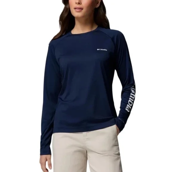 Columbia Women’s Omni-Shade Long Sleeve Sun Tee, Collegiate Navy, XL