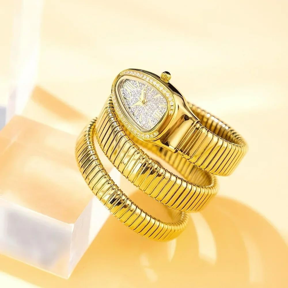 Snake Bracelet Women's Watch Gold Steel Wrapped Strap Quartz Watches Women Casual Ladies Wristwatch