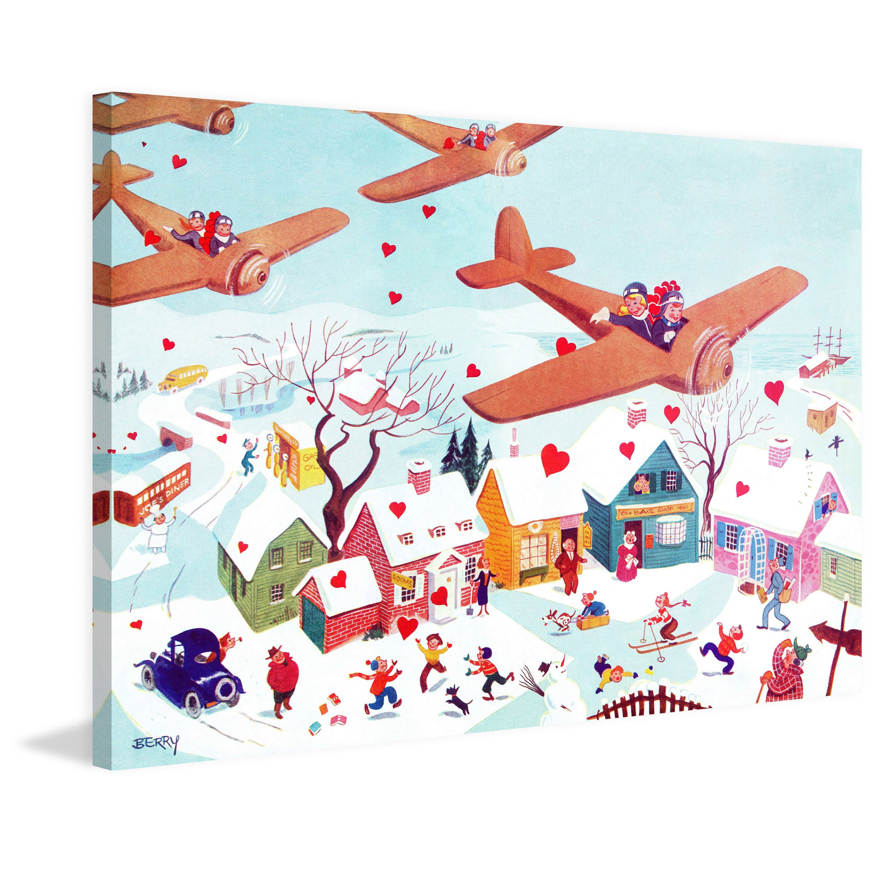Marmont Hill "Planes and Hearts" by Curtis Painting Print on Canvas