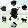thumbnail image 7 of CL.HPAHKL Foldable Pet Stroller, 3 Wheel Stroller for Small/Medium Dogs Cats Jogger Stroller with Storage Basket and Cup Holder, Breathable and Visible Dog Cart for Travel & Outdoor Adventures, Black, 7 of 7