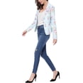thumbnail image 4 of DARING DIVA Women's Elegant Notched Lapel Floral Print Blazer L Blue-Floral, 4 of 6