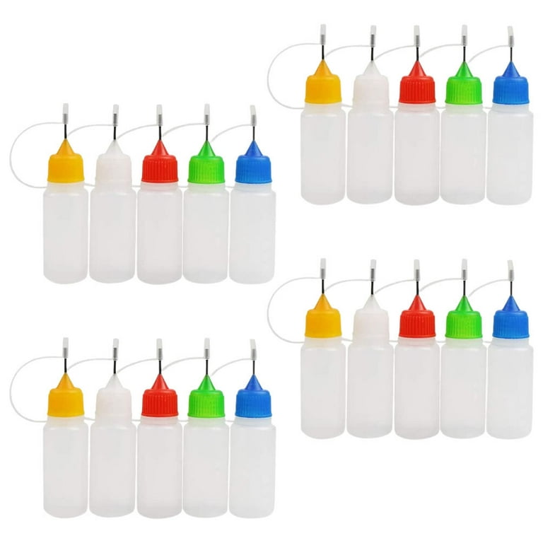 20Pcs Needle Tip Bottle Precision Plastic Applicator with Red Cap