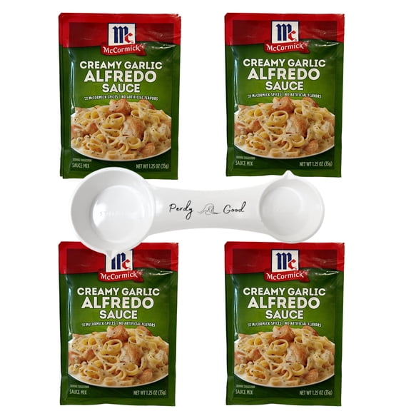 Mccormick Garlic Alfredo Sauce Mix 1.25oz (4 Pack) and Perdy Good Measuring Spoon