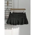 thumbnail image 2 of Black Polka Dot Pleated Tiered Ruffle Mini Skirt A-Line Sweet Vacation Style, 2 of 8