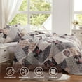 thumbnail image 5 of 3-Piece King Size Quilt Set - Gray Patchwork Bedspread Coverlet with 2 Pillow Shams, Microfiber, 5 of 6