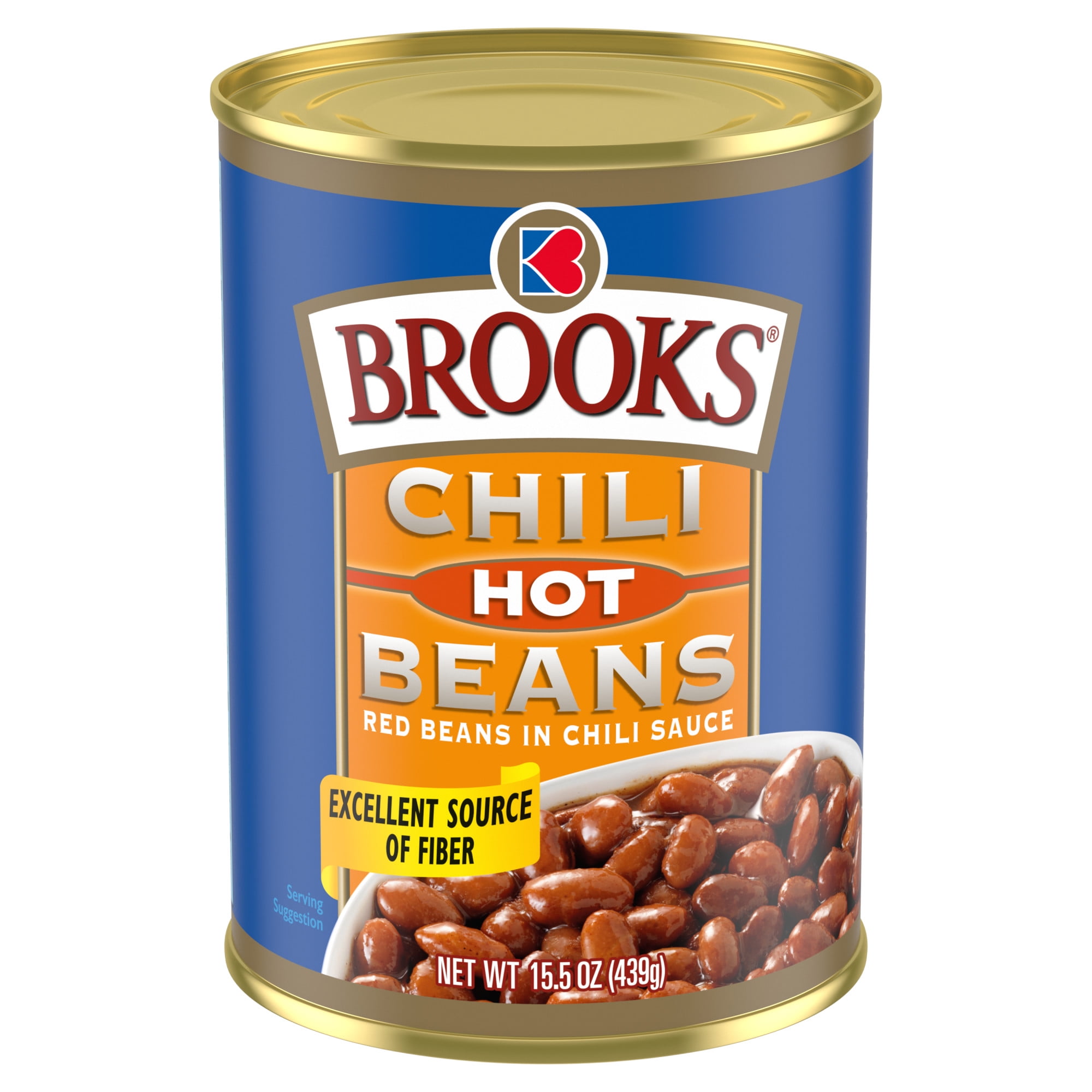 Brooks Chili Beans, Canned Red Beans in Chili Sauce, Hot Flavor, 15.5 oz.