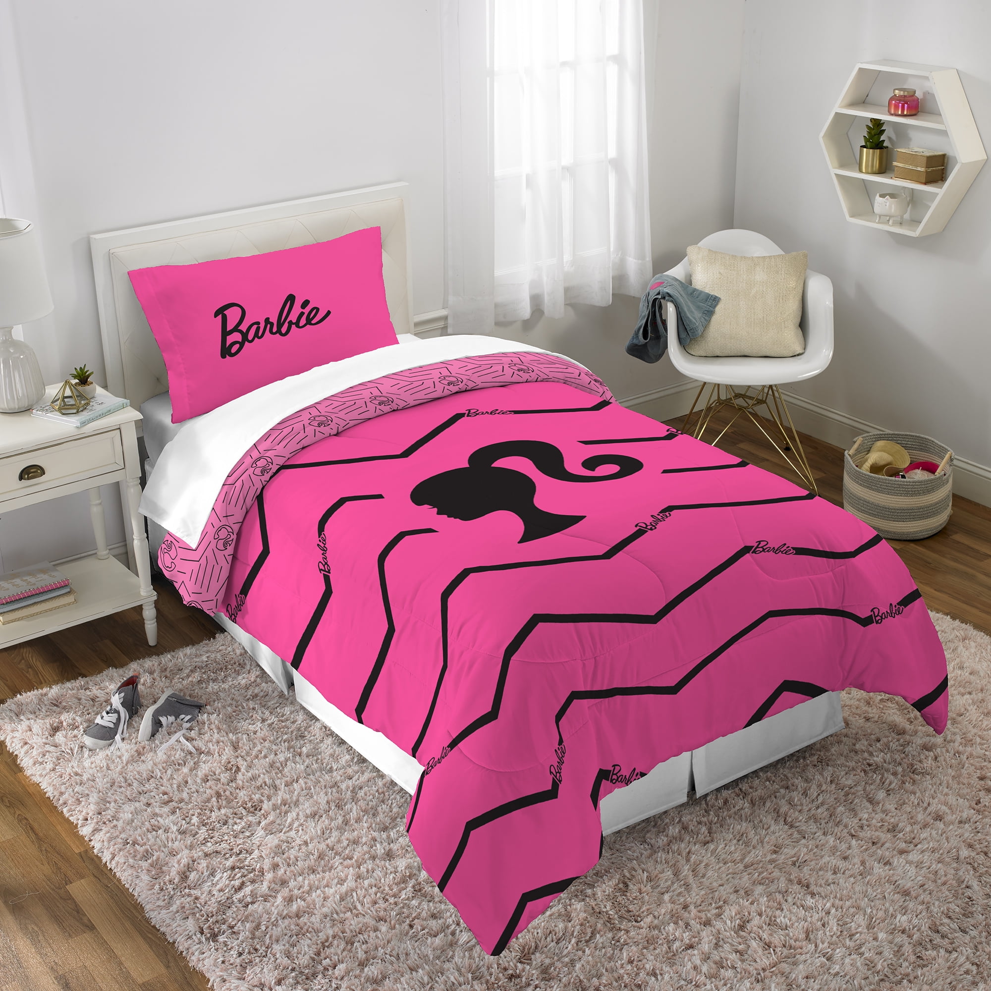 Barbie Kids Comforter and Pillowcase 2 Piece Set Twin Full Reversible Walmart