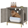 thumbnail image 2 of Hzuaneri Hidden Cat Litter Box Enclosure, 23.6" Wooden Indoor Cat House, Litter Box Furniture Cabinet for Self-Cleaning Litter Boxes, Greige Gold, 2 of 14