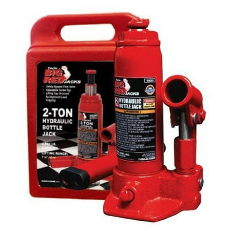 BIG RED T90213 Torin Hydraulic Welded Bottle Jack with Blow Mold Carrying Storage Case, 2 Ton (4,000 lb) Capacity, Red