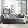 thumbnail image 2 of 2 Piece 3-Seater Velvet Chesterfield Sofa for Living Room, 80" Tufted Sofa Set with 4 Pillows, Curved Backrest Rolled Arms, Grey, 2 of 8