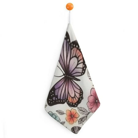 

Palnkart Butterfly Flowers Fabric Reusable Hand Towels 11.8x11.8in Microfiber Kitchen Towels Pack of 4 2pcs