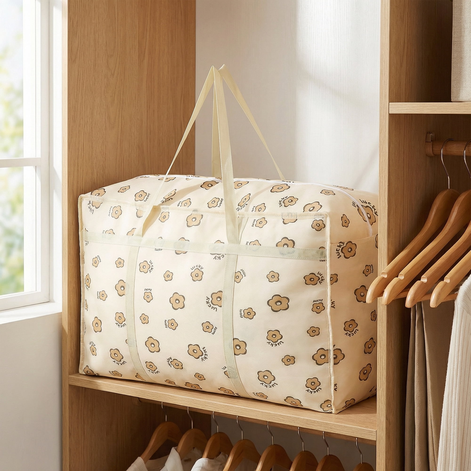 Unique Bargains Foldable Storage Bags for Organizing Clothing Flower 19.7"x11.8"x9.8"