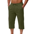 thumbnail image 2 of BVOFAR Capri Pants for Men Below Knee Length Elastic Waistband Work Crop Trousers Casual Summer Drawstring Capris with Pockets Army Green XL, 2 of 8
