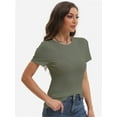 thumbnail image 2 of Women's Crew neck Short Sleeve Slim Fit T-Shirt Summer Casual Basic Tee Tops, 2 of 4