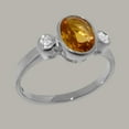 thumbnail image 2 of LBG British Made 14k White Gold Natural Citrine & Cubic Zirconia Womens Anniversary Ring - 33 size options - Size 11.5, 2 of 6