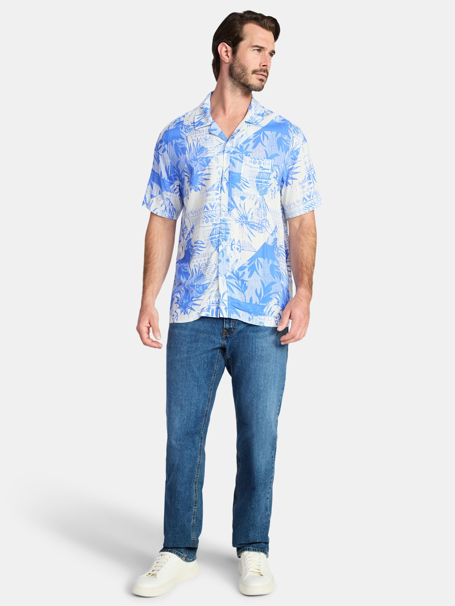 Bluey Men's and Big Men's Graphic Button-Up Shirt, Sizes XS-5XL