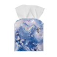 thumbnail image 2 of POLERO Tissue Box Cover Waterproof, Square Leather Tissue Box Holder with Blue Marble Butterfly, Modern Facial Paper Organizer Dispenser for Bathroom, Car, 5.1''X5.1''X5.5'', 2 of 7