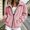 Pink, variant on Women’s Vertical Ribbed Fuzzy Zip‑Up Jacket, Big Turn‑Down Collar Loose Warm Casual Fall‑Winter Outer Coat Sky Blue L