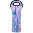 thumbnail image 1 of Bolsa de mano para una sola botella de vino con diseño de estrella de mar y escamas de sirena, bolsa térmica para llevar vino en viajes y bolsa térmica para picnic, regalo de playa, bolsa protectora, 1 of 7