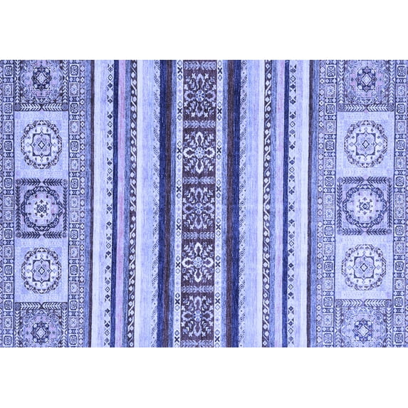 Ahgly Company Machine Washable Indoor Rectangle Oriental Blue Modern Area Rugs, 4' x 6'