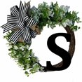 thumbnail image 1 of HAOAN Monogram Initial Letter Wreaths for Front Door with Striped Linen Bow & Grapevine Base Farmhouse Rustic Door Decor Spring Summer Green Wreath for Indoor Outdoor Home Xmas Decor, 1 of 6