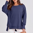 thumbnail image 1 of Sudadera Sudadera con cuello redondo para mujer, sudadera informal de manga larga, jerséis holgados, Tops Kuymtek Azul marino T XXL para Mujer, 1 of 6