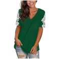 thumbnail image 2 of Pntutb Women's Lace Short Sleeve V-Neck T-Shirt Loose Casual Summer Tee Tops Special Offers, 2 of 6