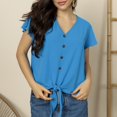 thumbnail image 2 of blusa de mujer manga corta con boton Deng Xun unisex, 2 of 2