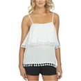 thumbnail image 2 of 1.STATE Womens Tassel Trim Knit Blouse, White, X-Large, 2 of 2