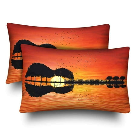 Gckg Island With Sunset Music Note Tree Guitar Reflection Water